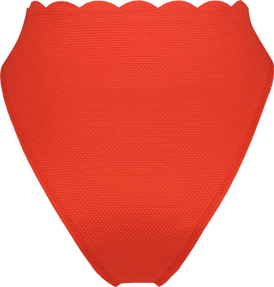 Hunkemöller Dames Badmode Hoog Uitgesneden Bikinibroekje Scallop - Rood - Maat M