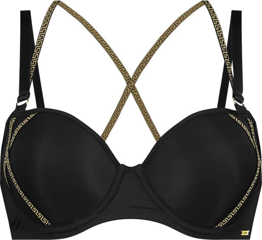 SAPPH - Mistress Voorgevormde BH Zwart - Maat 80E - Goud Zwart - Met Beugel - Dames