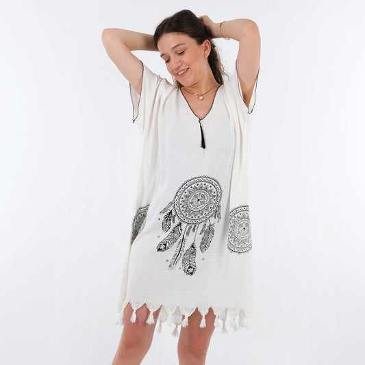 Merkloos Tavas Strandtuniek Mandala One Size Strandponcho Overtop Volwassene Strandmode Beach-dress Sarong Pareo Dress Strandjurk