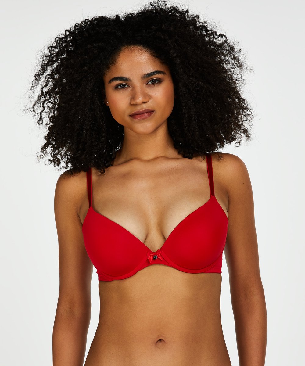  Hunkemöller Dames Lingerie Voorgevormde Beugel Bh Plunge - Rood - Maat A75