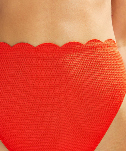  Hunkemöller Dames Badmode Hoog Uitgesneden Bikinibroekje Scallop - Rood - Maat M