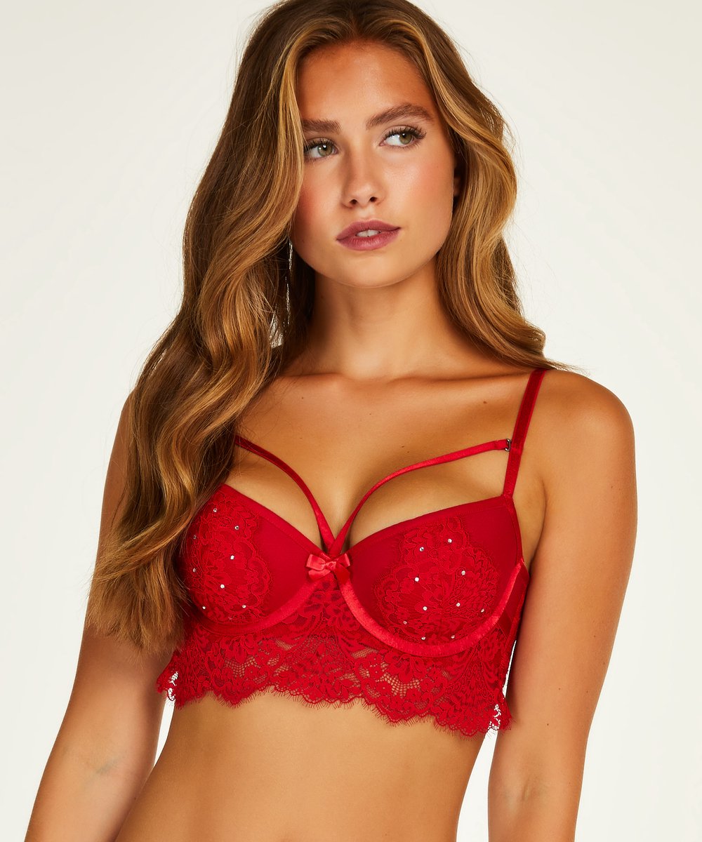 Hunkemöller Dames Lingerie Voorgevormde Longline Beugel Bh Pauline - Rood - Maat C80