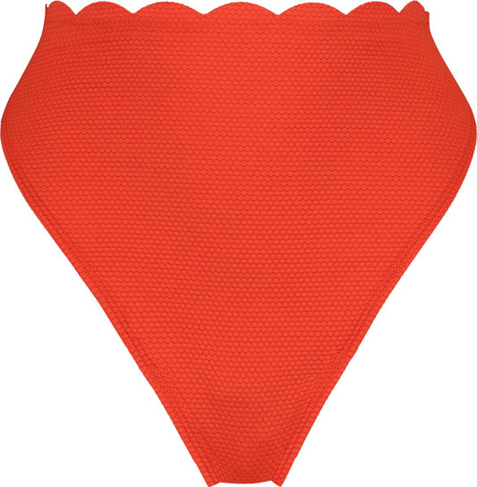  Hunkemöller Dames Badmode Hoog Uitgesneden Bikinibroekje Scallop - Rood - Maat M