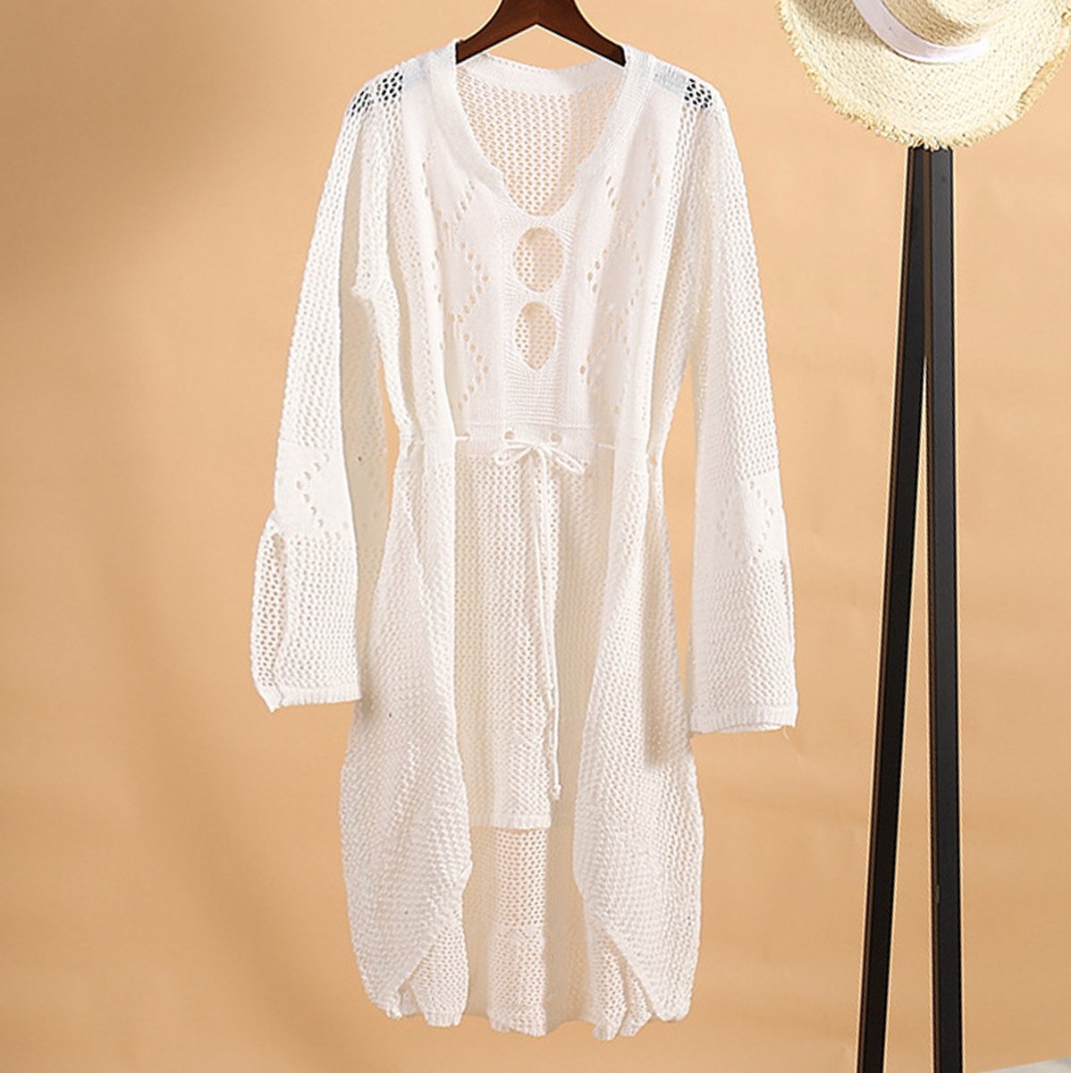 Merkloos Super Sale! - Strandjurkje - Bikini Cover Up - Gehaakt Jurkje - Beach Dress - Medium - Lengte 90cm - Mouwlengte 65cm