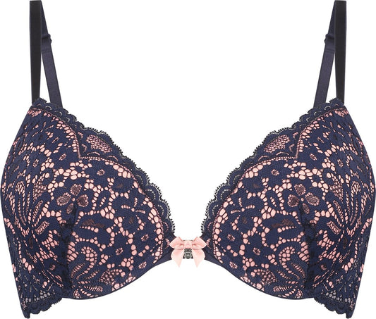  Hunkemöller Dames Lingerie Voorgevormde Push-up Beugel Bh Rose - Blauw - Maat D75