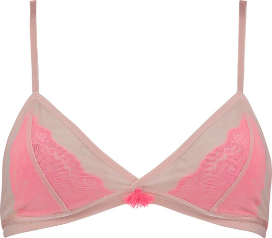  Hunkemöller Dames Bralette Mesh Over Lace - Roze - Maat M