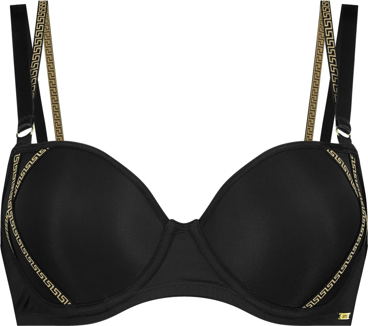  SAPPH - Mistress Voorgevormde BH Zwart - Maat 80E - Goud Zwart - Met Beugel - Dames