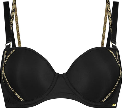  SAPPH - Mistress Voorgevormde BH Zwart - Maat 80E - Goud Zwart - Met Beugel - Dames