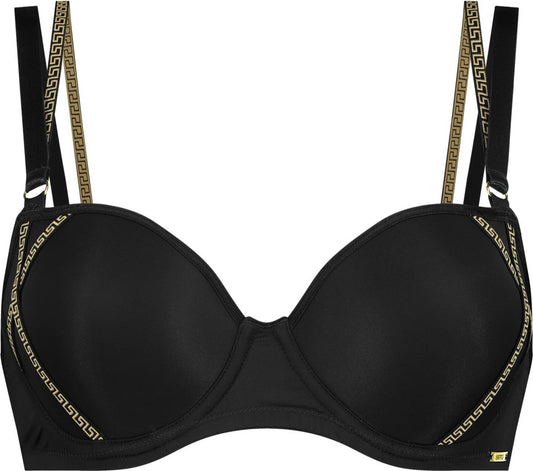  SAPPH - Mistress Voorgevormde BH Zwart - Maat 80E - Goud Zwart - Met Beugel - Dames