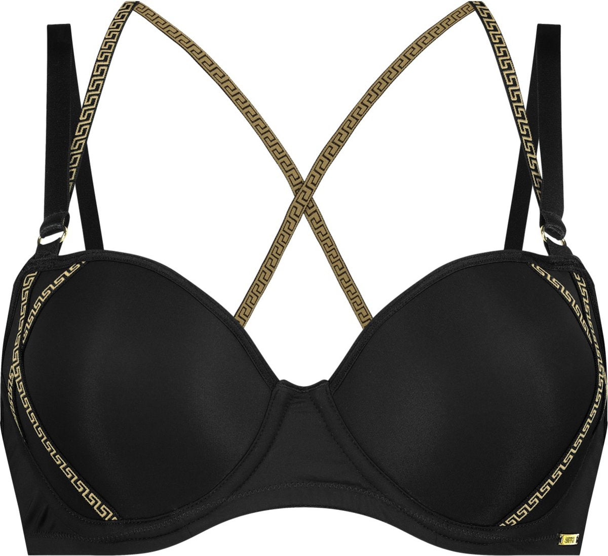  SAPPH - Mistress Voorgevormde BH Zwart - Maat 80E - Goud Zwart - Met Beugel - Dames
