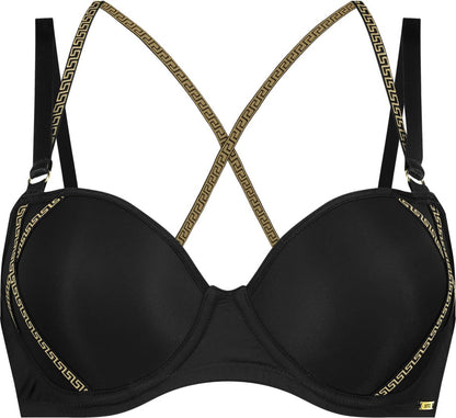 SAPPH - Mistress Voorgevormde BH Zwart - Maat 80E - Goud Zwart - Met Beugel - Dames