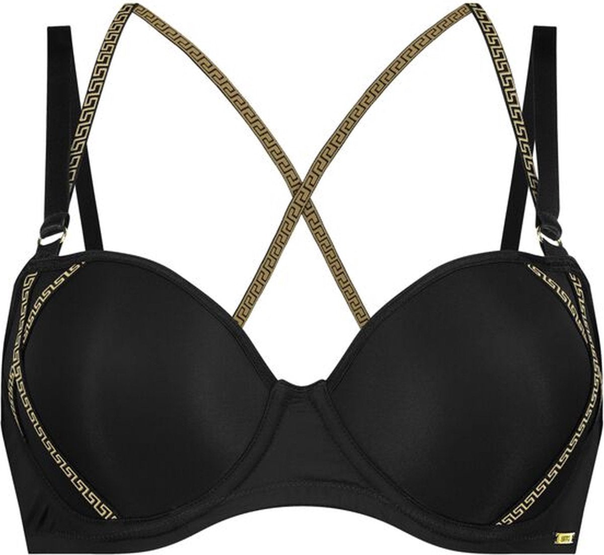 SAPPH - Mistress Voorgevormde BH Zwart - Maat 80E - Goud Zwart - Met Beugel - Dames