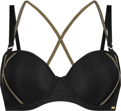  SAPPH - Mistress Voorgevormde BH Zwart - Maat 80E - Goud Zwart - Met Beugel - Dames