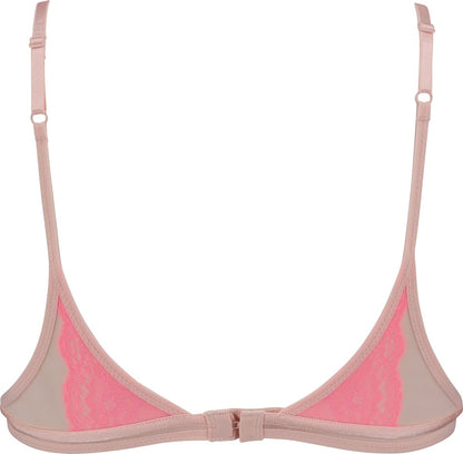  Hunkemöller Dames Bralette Mesh Over Lace - Roze - Maat M