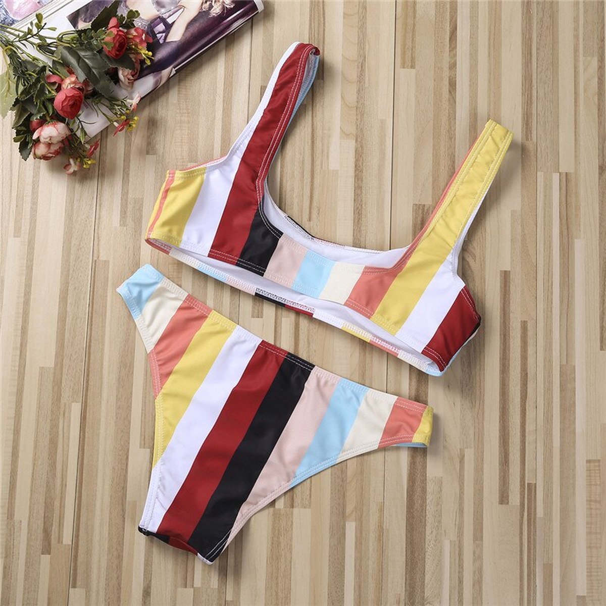 Merkloos Bikini Dames -Bikini Sets - Gestreept Bikini - Bikini Zomer 2022 - Maat L