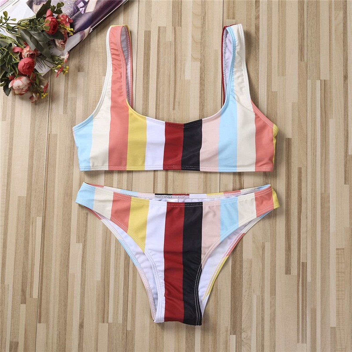 Merkloos Bikini Dames -Bikini Sets - Gestreept Bikini - Bikini Zomer 2022 - Maat L