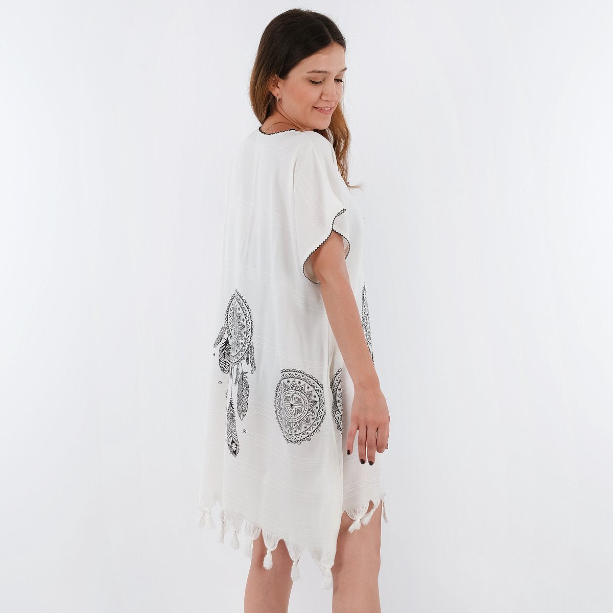 Merkloos Tavas Strandtuniek Mandala One Size Strandponcho Overtop Volwassene Strandmode Beach-dress Sarong Pareo Dress Strandjurk