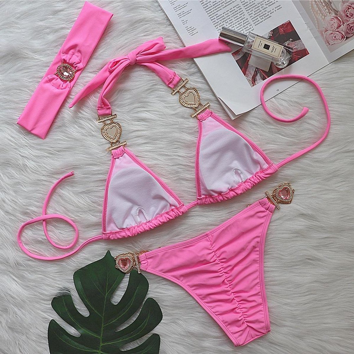 Merkloos Zomer Uitverkoop - Trendy Bikini - Juwelen Bikini's - Bikini - Strandmode - Hippe Bikini - Bikini Met Haarband