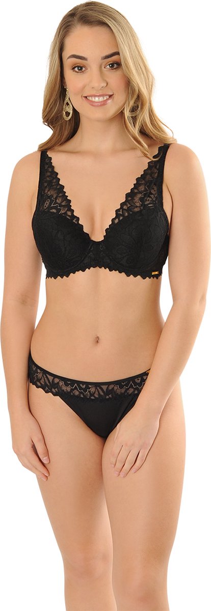  SAPPH - Flora Voorgevormde BH Zwart - Maat 80B - Zwart - Met Beugel - Dames