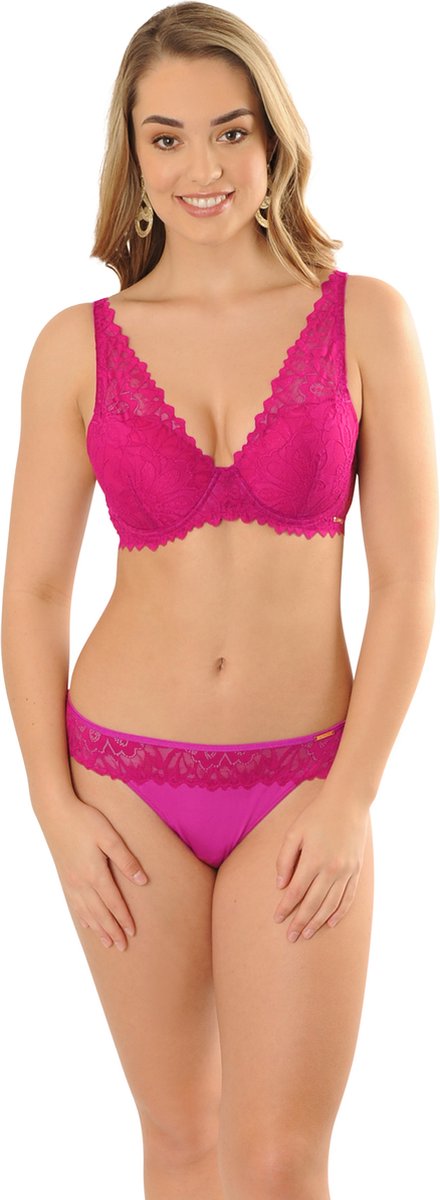  SAPPH - Flora Voorgevormde BH Fuchsia - Maat 85D - Fuchsia Roze - Met Beugel - Dames