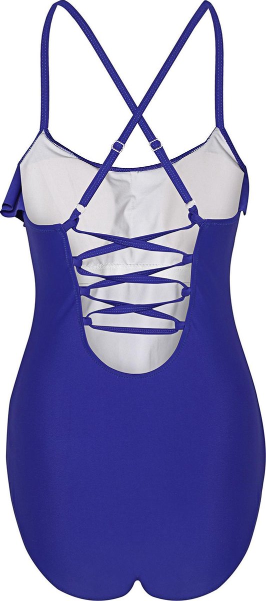  Badpak Dames Met Een Volante Voorkant - Vilolet Blauw -M (Valt Klein)