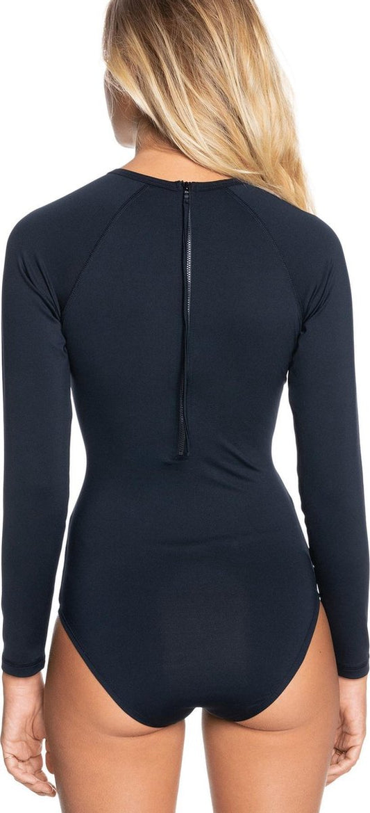 Roxy - UV Badpak Voor Dames - Essentials Met Korte Rits - Longsleeve - True Black - Maat XXL (44)