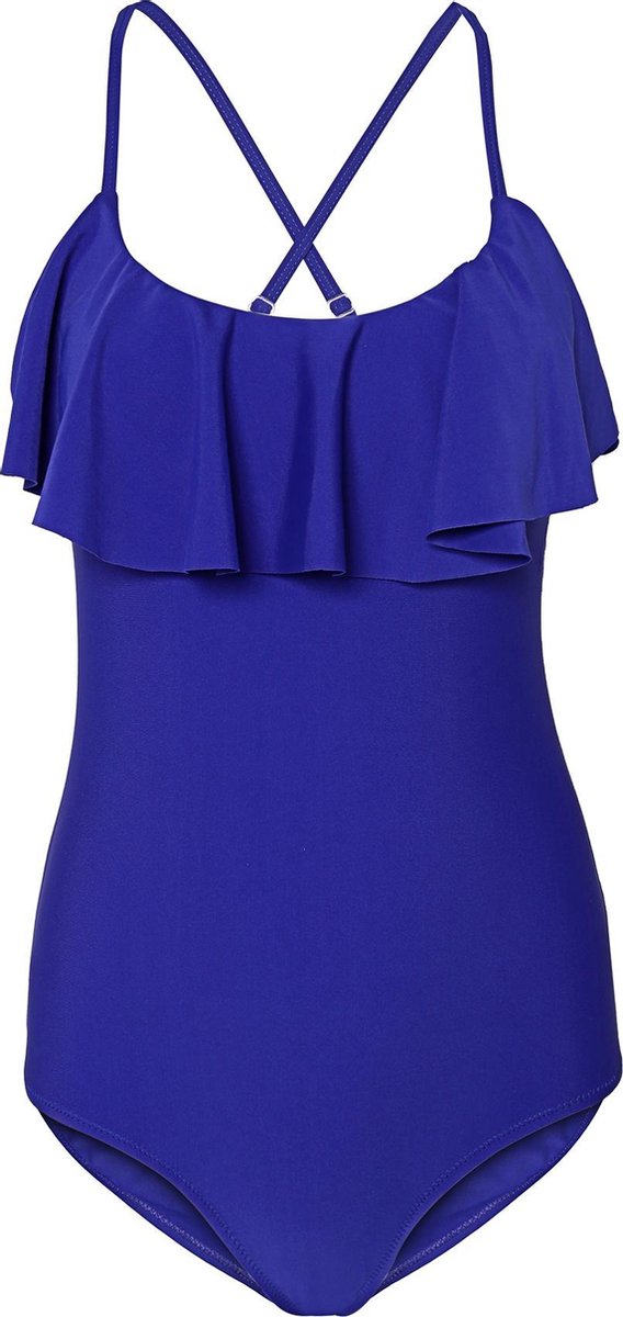 Badpak Dames Met Een Volante Voorkant - Vilolet Blauw -M (Valt Klein)