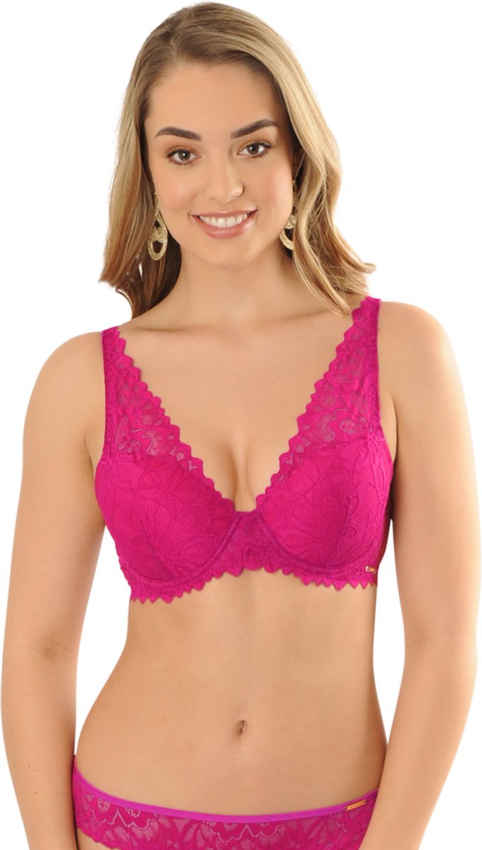  SAPPH - Flora Voorgevormde BH Fuchsia - Maat 85D - Fuchsia Roze - Met Beugel - Dames