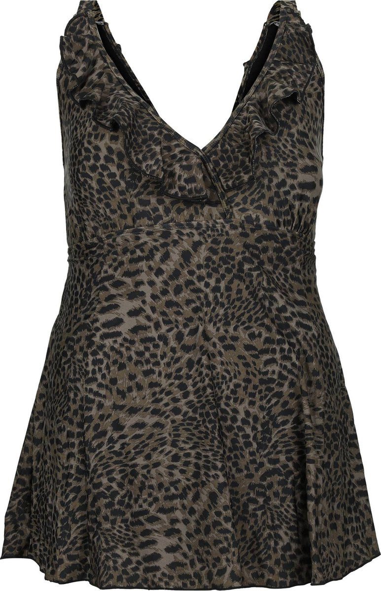  Paprika Dames Badjurk Met Luipaardprint - Zwempak - Maat 54