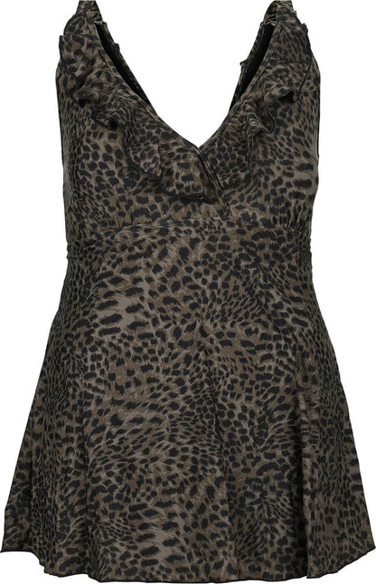  Paprika Dames Badjurk Met Luipaardprint - Zwempak - Maat 54