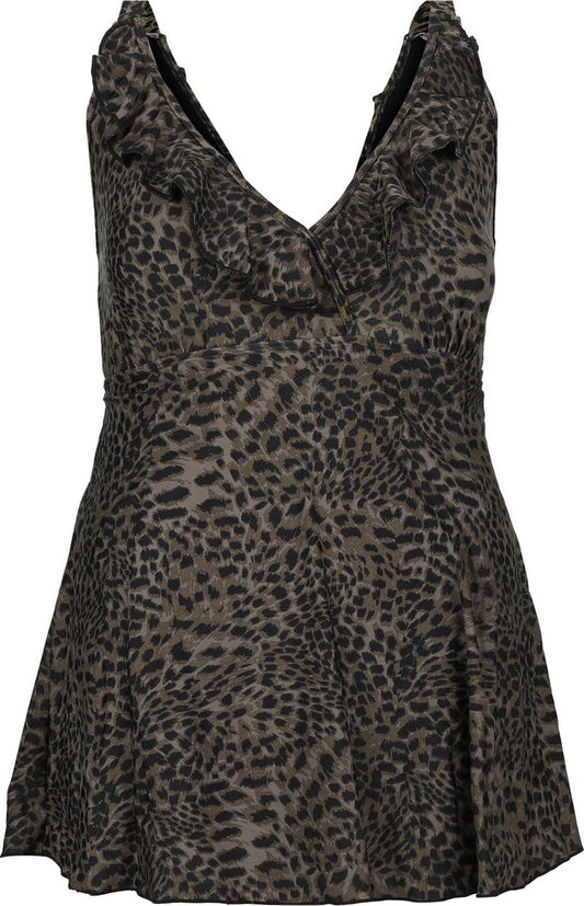  Paprika Dames Badjurk Met Luipaardprint - Zwempak - Maat 54