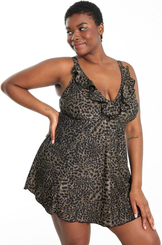  Paprika Dames Badjurk Met Luipaardprint - Zwempak - Maat 54