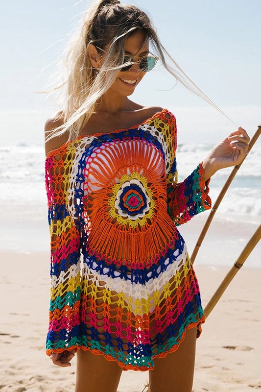 Merkloos Super Sale! - Gehaakt Strand Jurkje - Bikini Cover Up - Gypsy - Beach - Boho - Sexy Strand Jurkje - One Size - Zomer Trui - Lounge - Ibiza