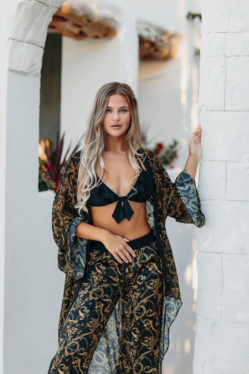 Merkloos Beach &amp; Resort Wear Terry Ray Maya Barok Black&amp;Gold S/M