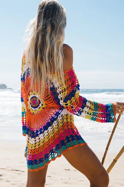 Merkloos Super Sale! - Gehaakt Strand Jurkje - Bikini Cover Up - Gypsy - Beach - Boho - Sexy Strand Jurkje - One Size - Zomer Trui - Lounge - Ibiza