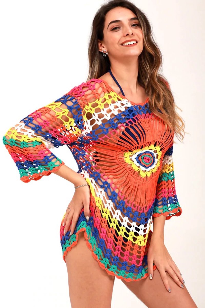 Merkloos Super Sale! - Gehaakt Strand Jurkje - Bikini Cover Up - Gypsy - Beach - Boho - Sexy Strand Jurkje - One Size - Zomer Trui - Lounge - Ibiza